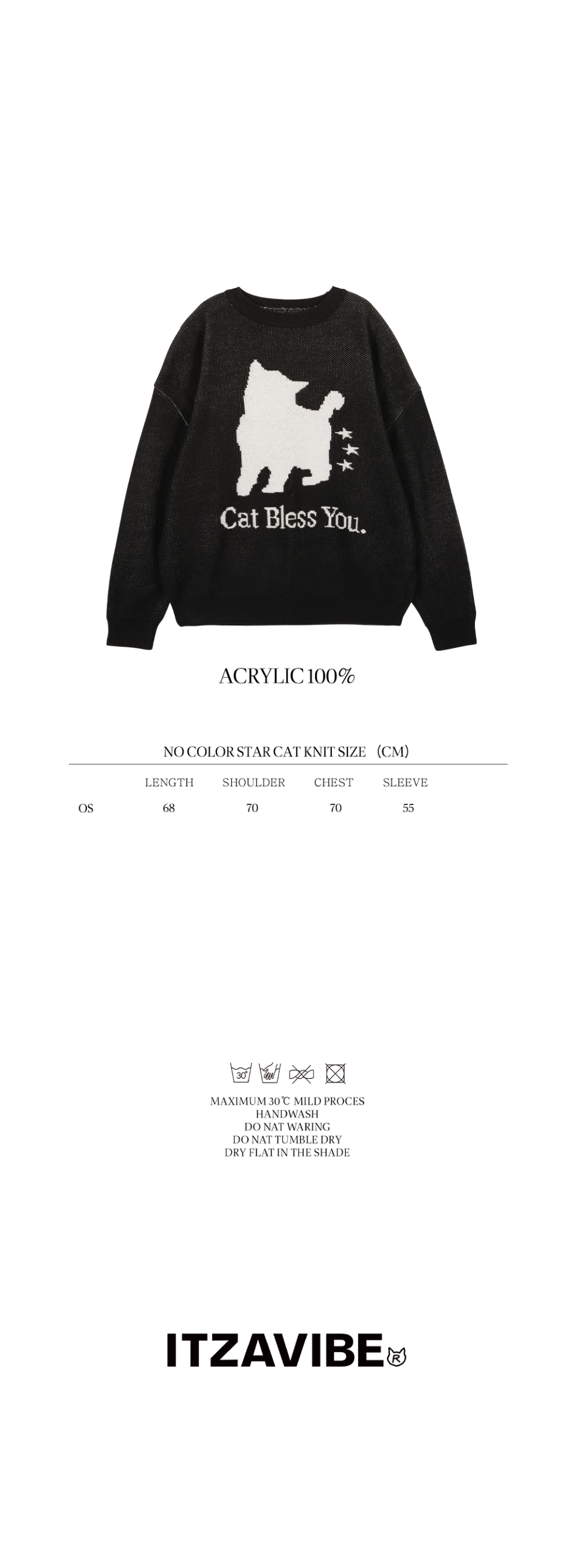 IBC23WT01WH] CAT BLESS RIBBON LONG SLEEVE - WHITE - ITZAVIBE