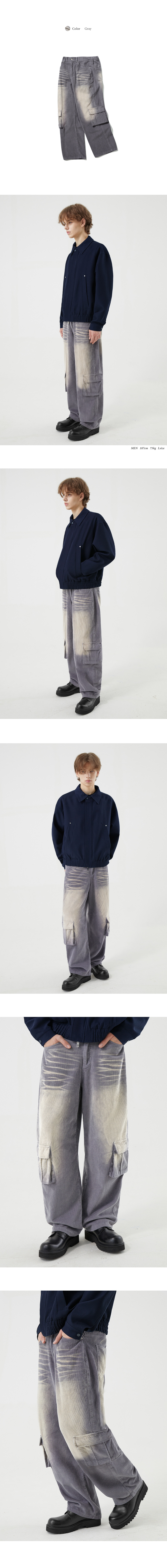 MUSINSA | TRILLION Vintage washed corduroy wide cargo pants