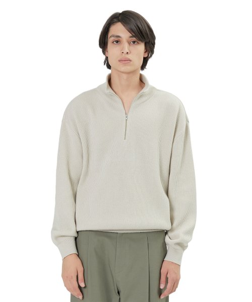 Knit Half Zip Up, Ecru