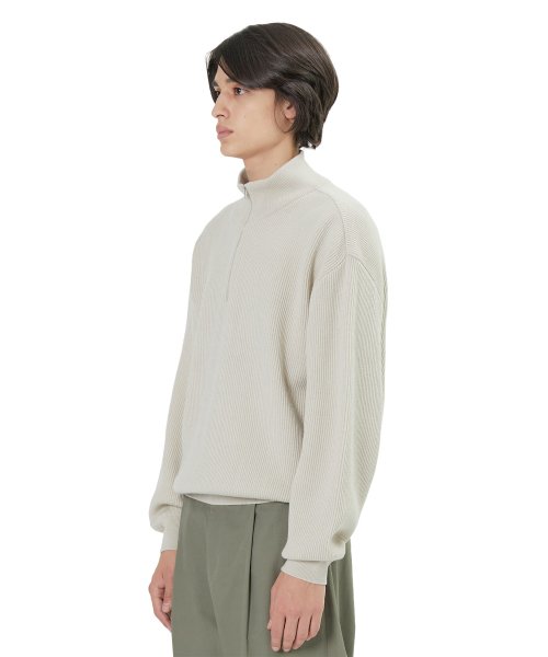 Knit Half Zip Up, Ecru