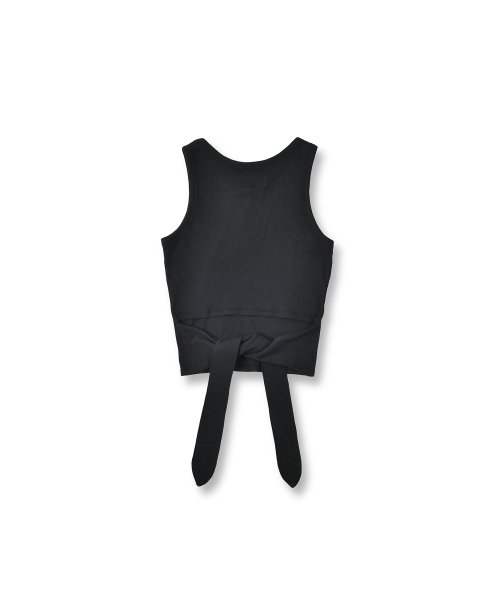 W Ribbed Cut Out Sleeveless, Black