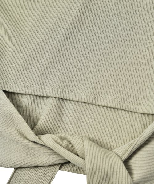W Ribbed Cut Out Sleeveless, Light Olive