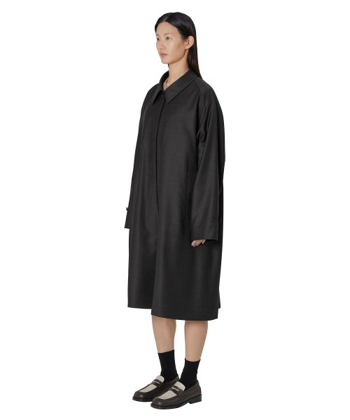 W Wool Balmacaan Coat, Charcoal