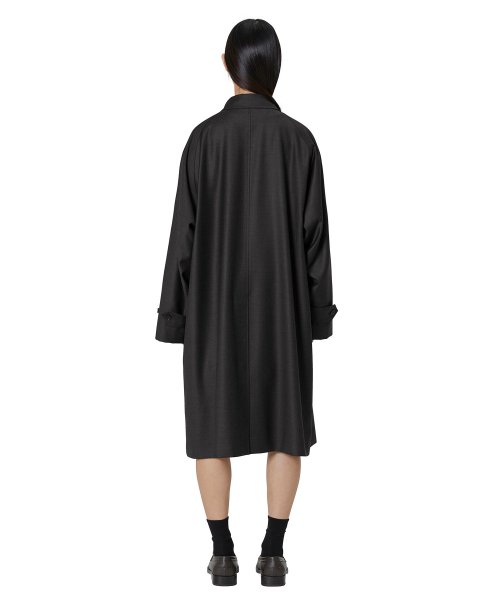 W Wool Balmacaan Coat, Charcoal