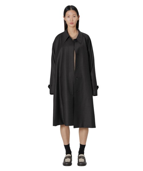 W Wool Balmacaan Coat, Charcoal