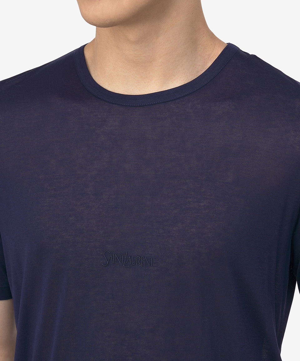 ★Saint Laurent★ Basic Short Sleeve T-Shirt Navy 749102Y37I MUSINSA | SAINT LAURENT Basic Short-Sleeved T-shirt - Navy