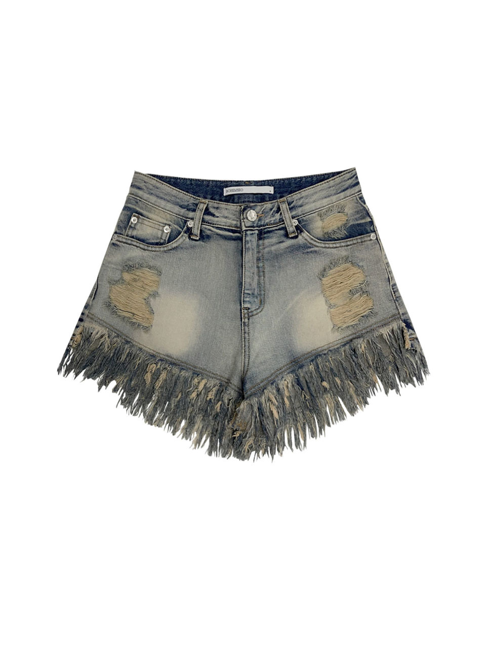 보헤미안 서울(BOHEMSEO) DAMAGE WASHING SHORTS, BLUE - 사이즈