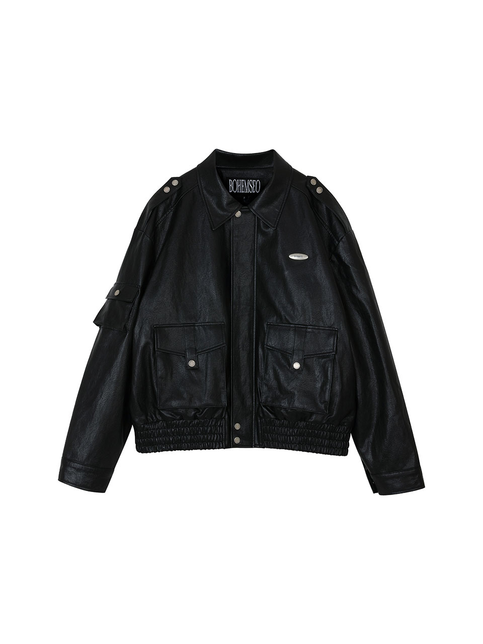 보헤미안 서울(BOHEMSEO) LEATHER BOMBER JUMPER 2 SIZE, BLACK