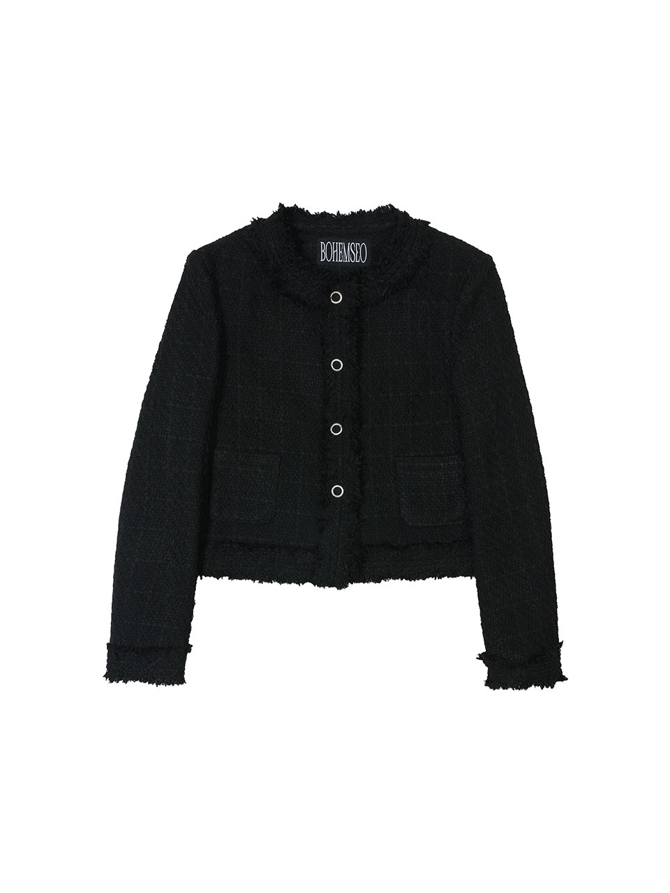 [BOHEMSEO] ROUGH ROUND TWEED JACKET ☆送料込☆ 보헤미안 서울(BOHEMSEO) ROUGH ROUND NECK TWEED JACKET