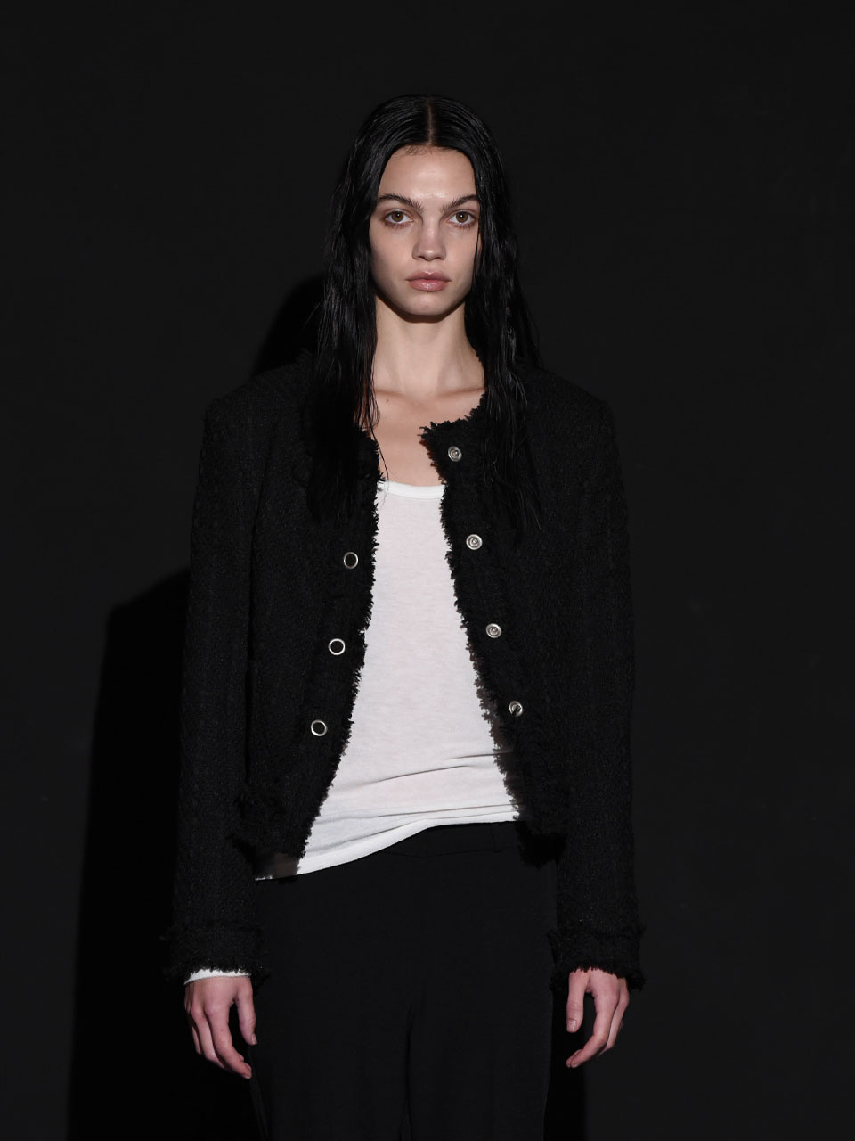 보헤미안 서울(BOHEMSEO) ROUGH ROUND NECK TWEED JACKET
