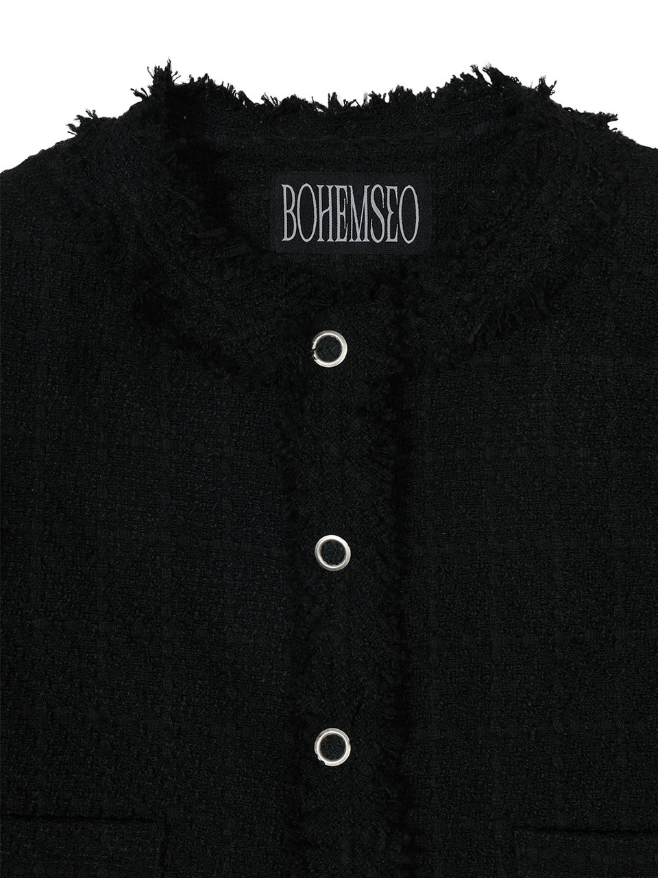 [BOHEMSEO] ROUGH ROUND TWEED JACKET ☆送料込☆ 보헤미안 서울(BOHEMSEO) ROUGH ROUND NECK TWEED JACKET