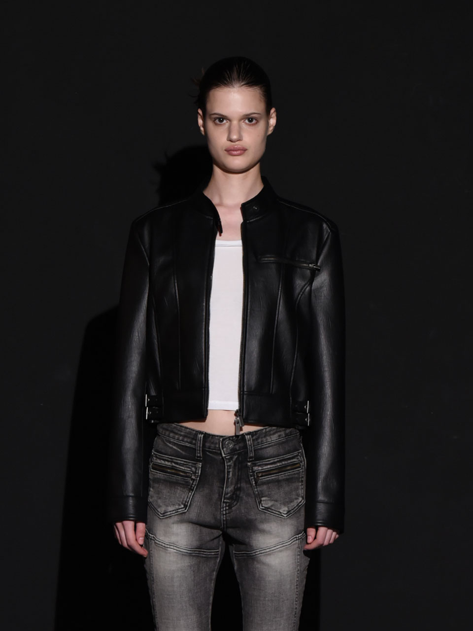 v系BOHEMSEOボヘミアンソウル ライダースジャケット threetimes W