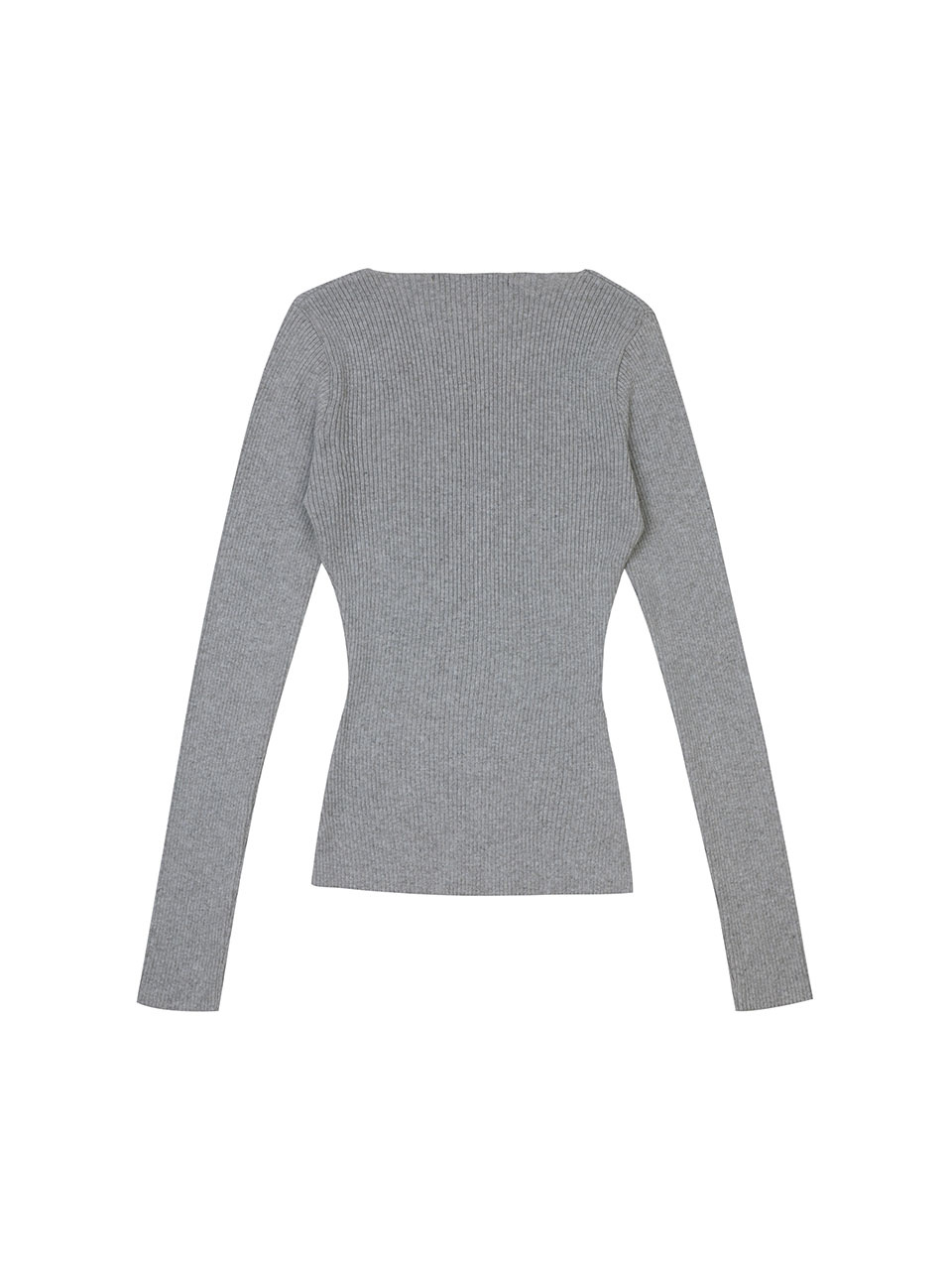 보헤미안 서울(BOHEMSEO) BUTTON V-NECK SLIT KNIT, MELANGE GRAY