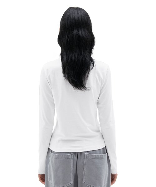 W Highneck Long Sleeve, White