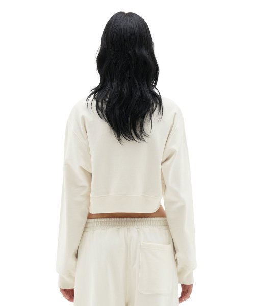 W Crop Sweat Shirt, Ecru