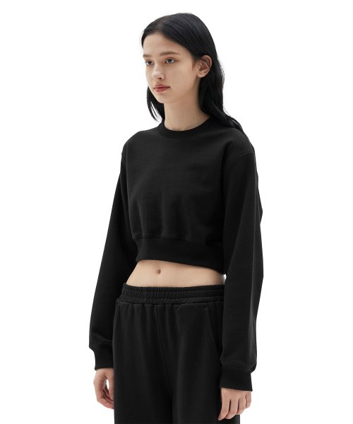 W Crop Sweat Shirt, Black