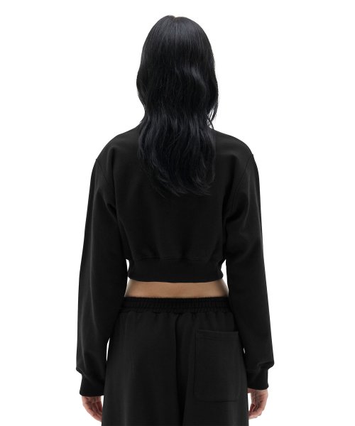 W Crop Sweat Shirt, Black