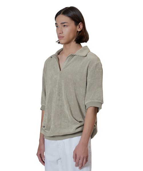 Terry Polo Shirt, Dark Beige