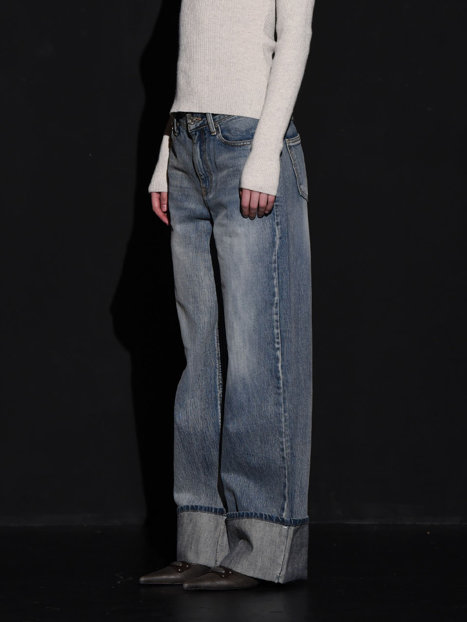 【BOHEMIAN SEOUL】BOHEMSEO WIDE ROLLUP DENIM PANTS BOHEMIAN SEOUL | 보헤미안서울 Bohemian Seoul Wide Roll-up