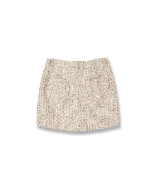 W Tweed Mini Skirt, Beige
