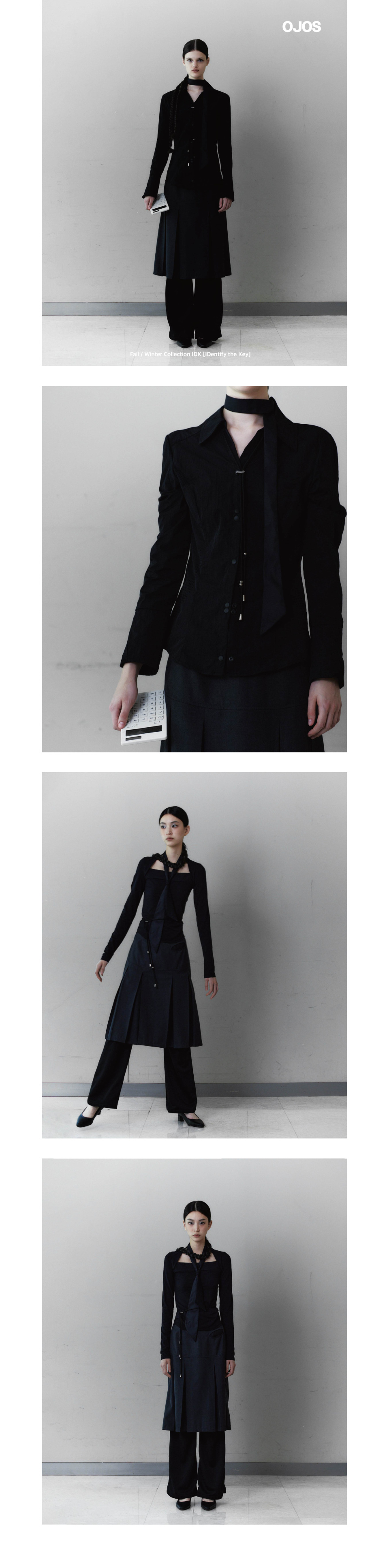 OJOS Emblem Bolo Tie Set グレー ネクタイ