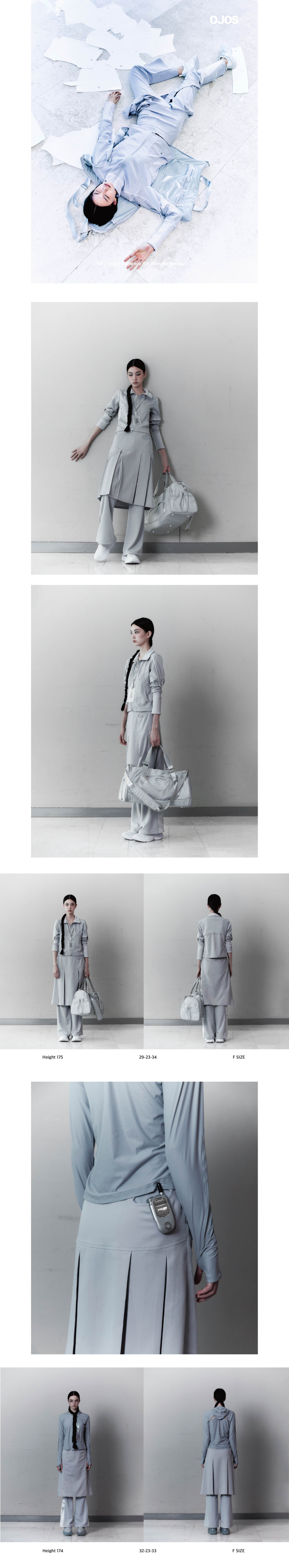 MUSINSA | OJOS Jersey Pleats Skirt Pants / Grey