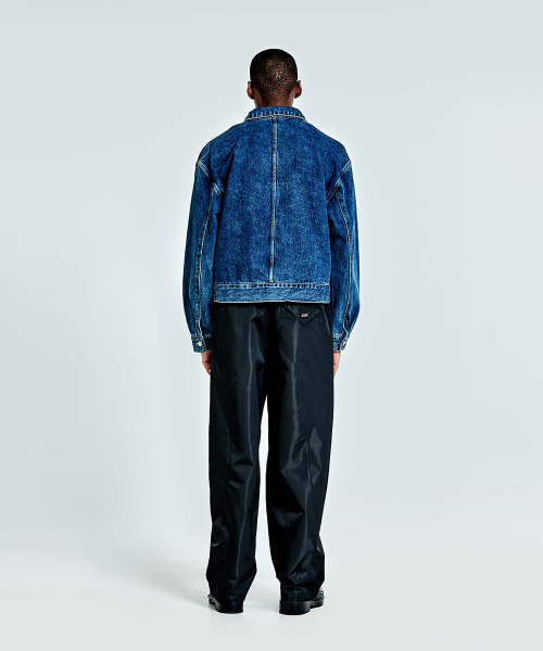 Bulky zipper denim Jacket - Deep blue