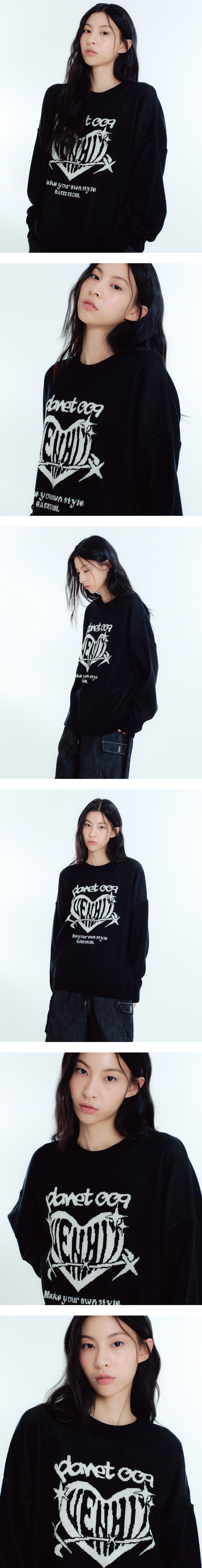 벤힛(VENHIT) PLANET 자카드 니트[BLACK]