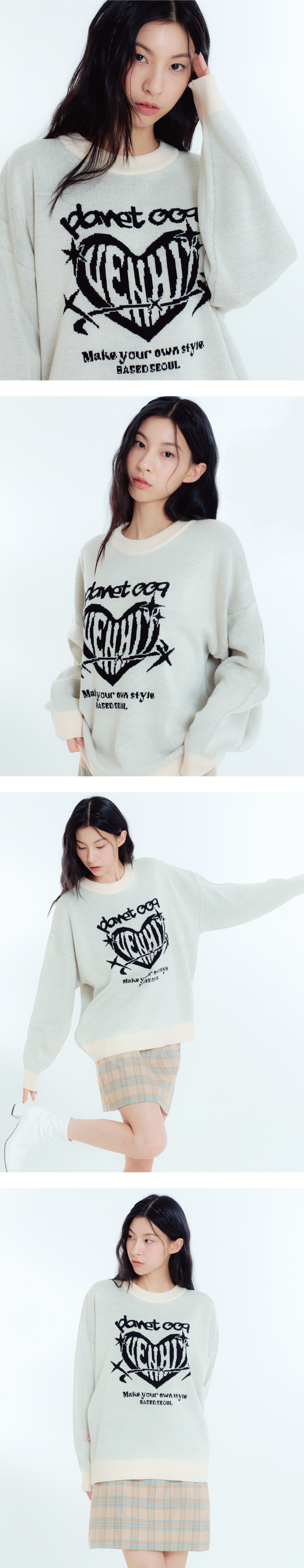 벤힛(VENHIT) PLANET 자카드 니트[IVORY]