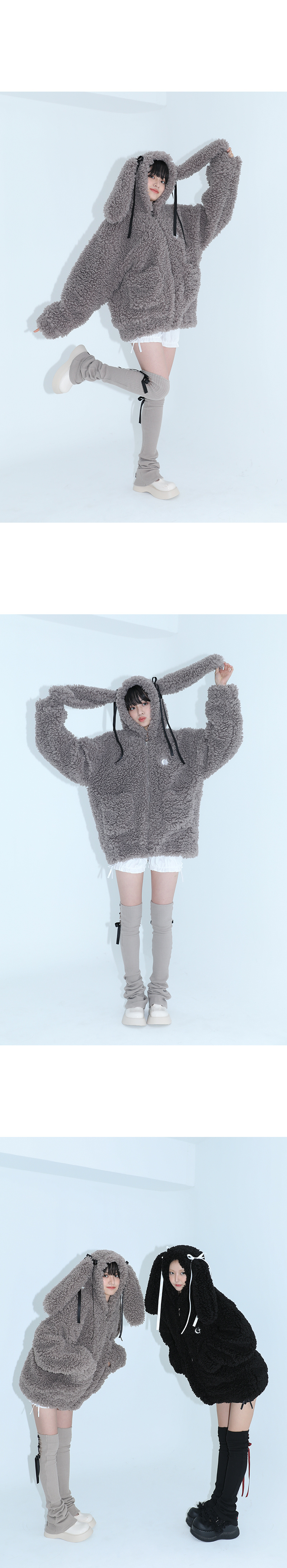 MUSINSA | CLUT STUDIO 0 1 Bunny Fleece Jacket - Gray