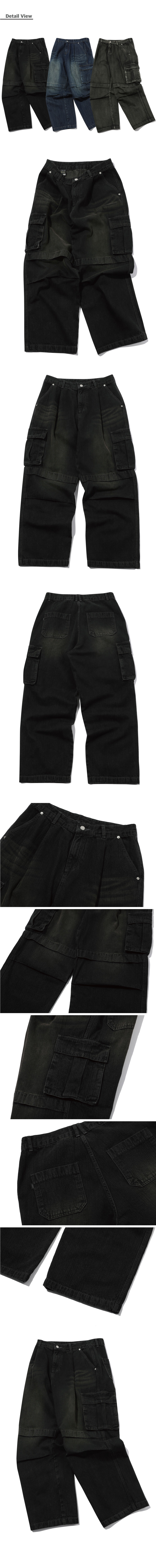 WIDE PANEL CARGO DENIM PANTS - 2 COLORS BROWN