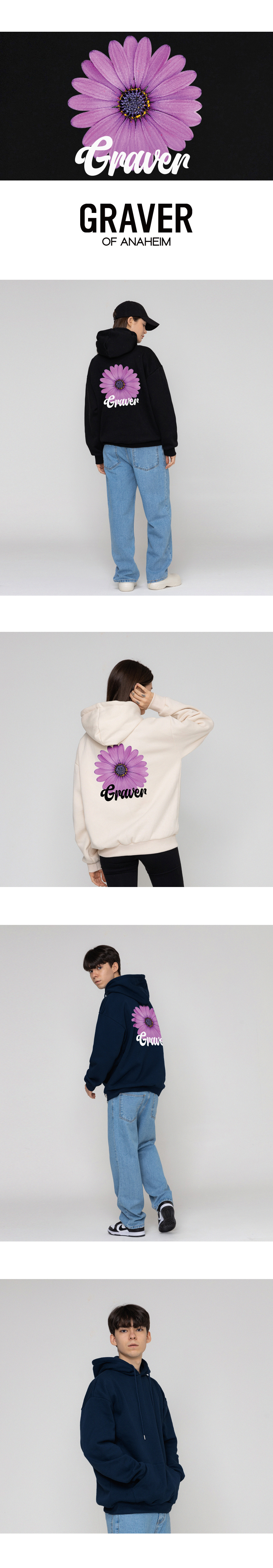 [GRAVER]★BACK PURPLE DAISY FLOWER SMILE HOODIE Back Purple Daisy Flower Smile Hoodie - GRAVER | 60% - Asian