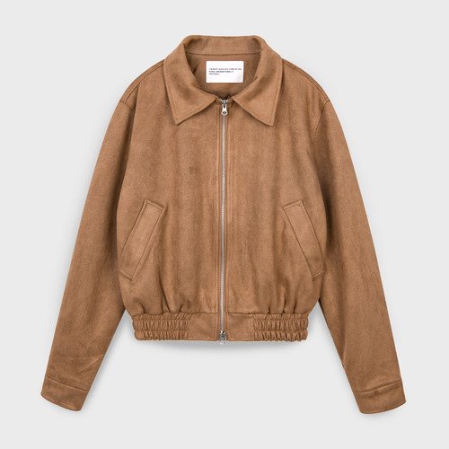 Vegan Two-way Blouson Suede Banding Jumper Jacket [BROWN]