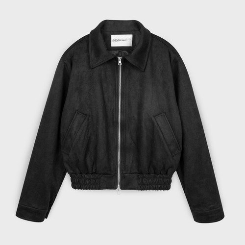 Vegan Two-way Blouson Suede Banding Jumper Jacket [BROWN]