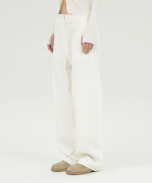 W High Waisted Chino Pants, White