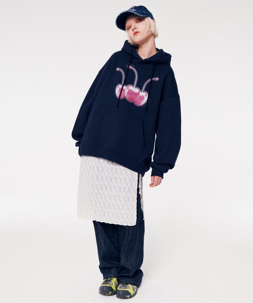 W.N.D CHERRY HOODIE [NAVY]