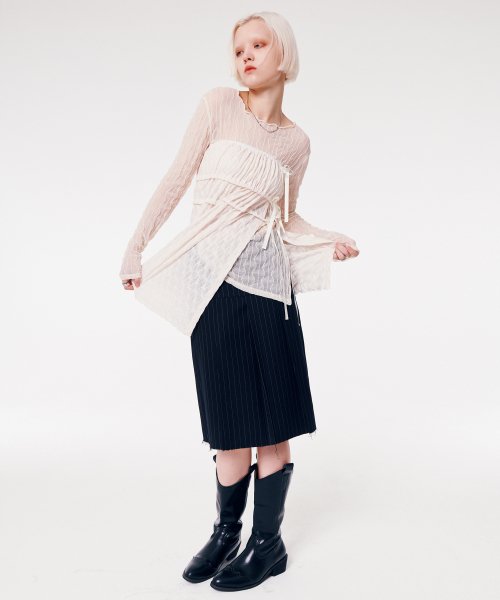SHIRRING LAYERED TOP SKIRT [IVORY]