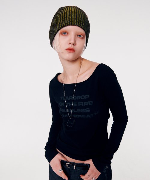 GLITTER LOGO TWO TONE BEANIE [BROWN]