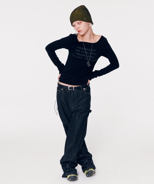 GLITTER LOGO TWO TONE BEANIE [BROWN]