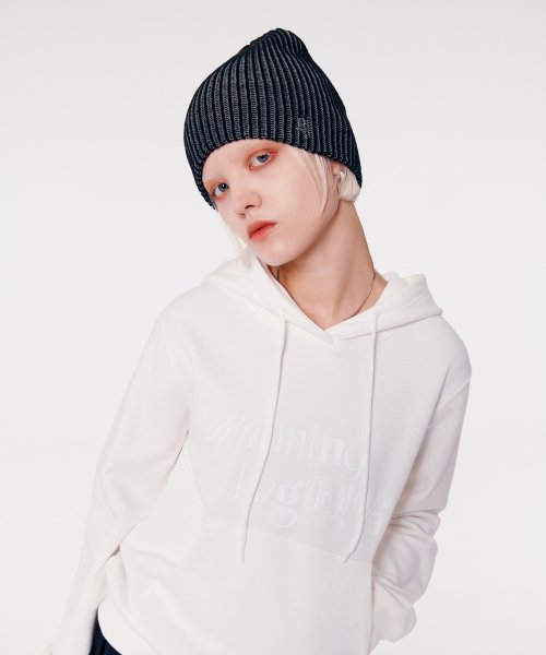 GLITTER LOGO TWO TONE BEANIE [BLACK]