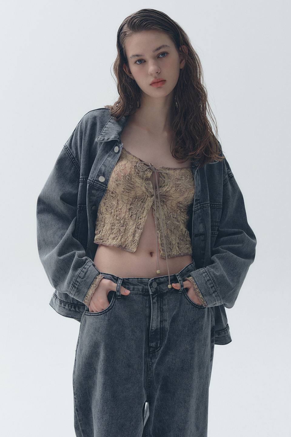 MUSINSA | SOFTSEOUL Washed denim jacket [gray]