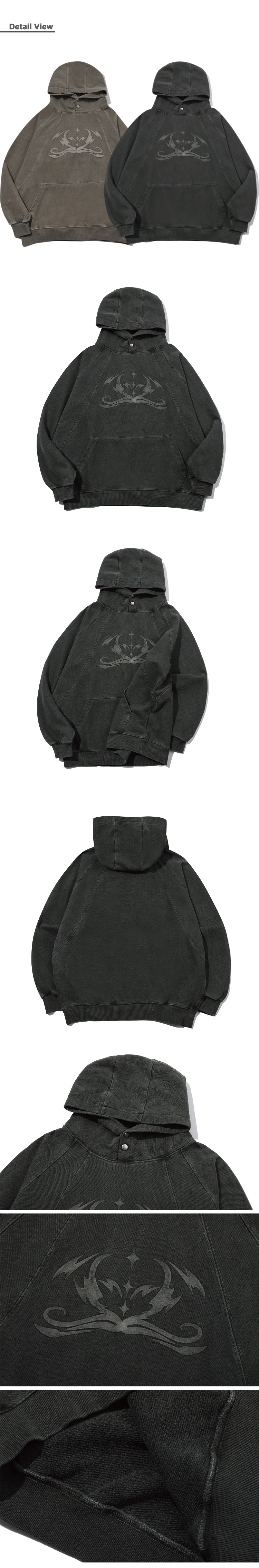 MUSINSA | CPGN STUDIO Rubber Star Pigment Snap Hoodie Smoke