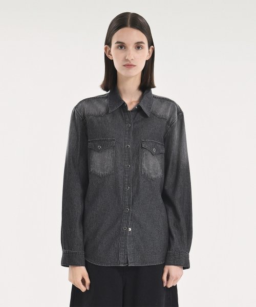 W Denim Western Shirt, Black