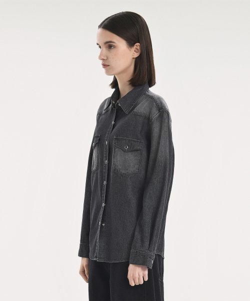 W Denim Western Shirt, Black