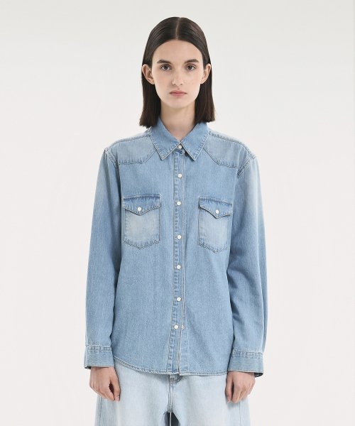 W Denim Western Shirt, Blue