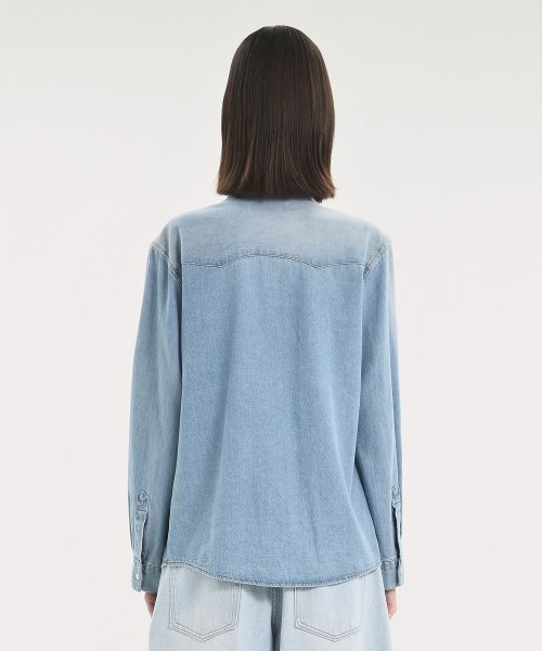 W Denim Western Shirt, Blue