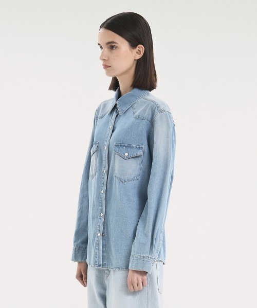 W Denim Western Shirt, Blue