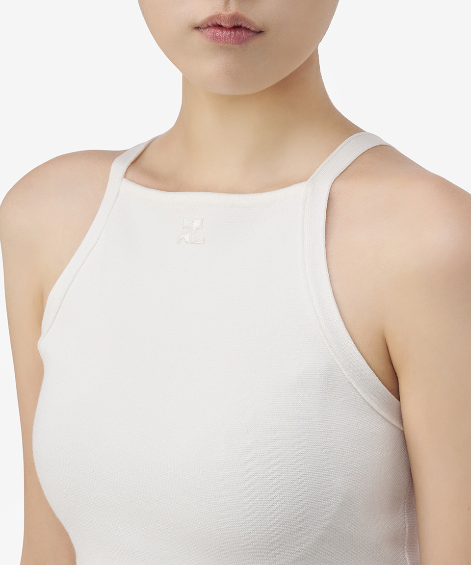 MUSINSA | COURREGES Logo Sleeveless T-shirt - White