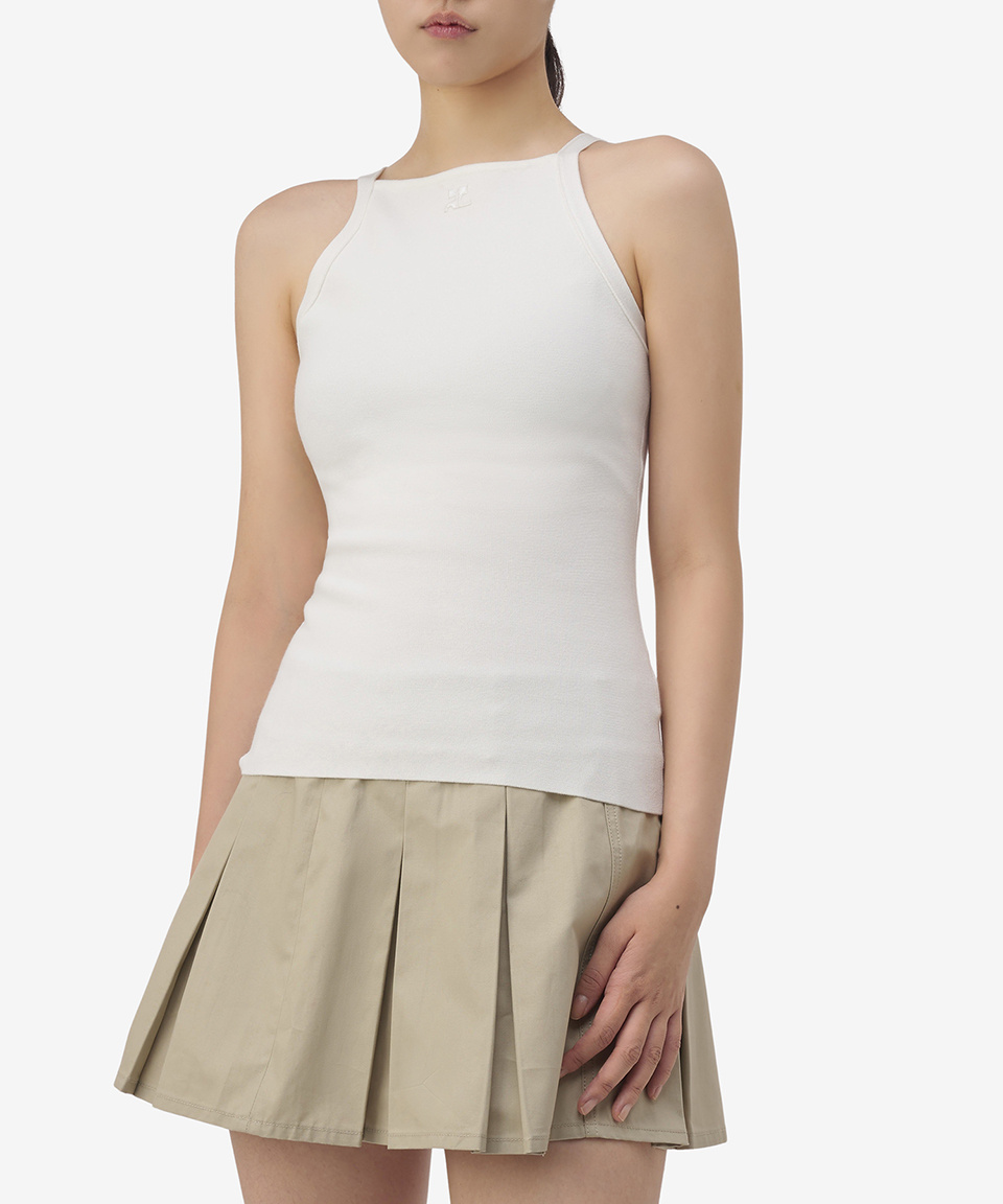MUSINSA | COURREGES Logo Sleeveless T-shirt - White