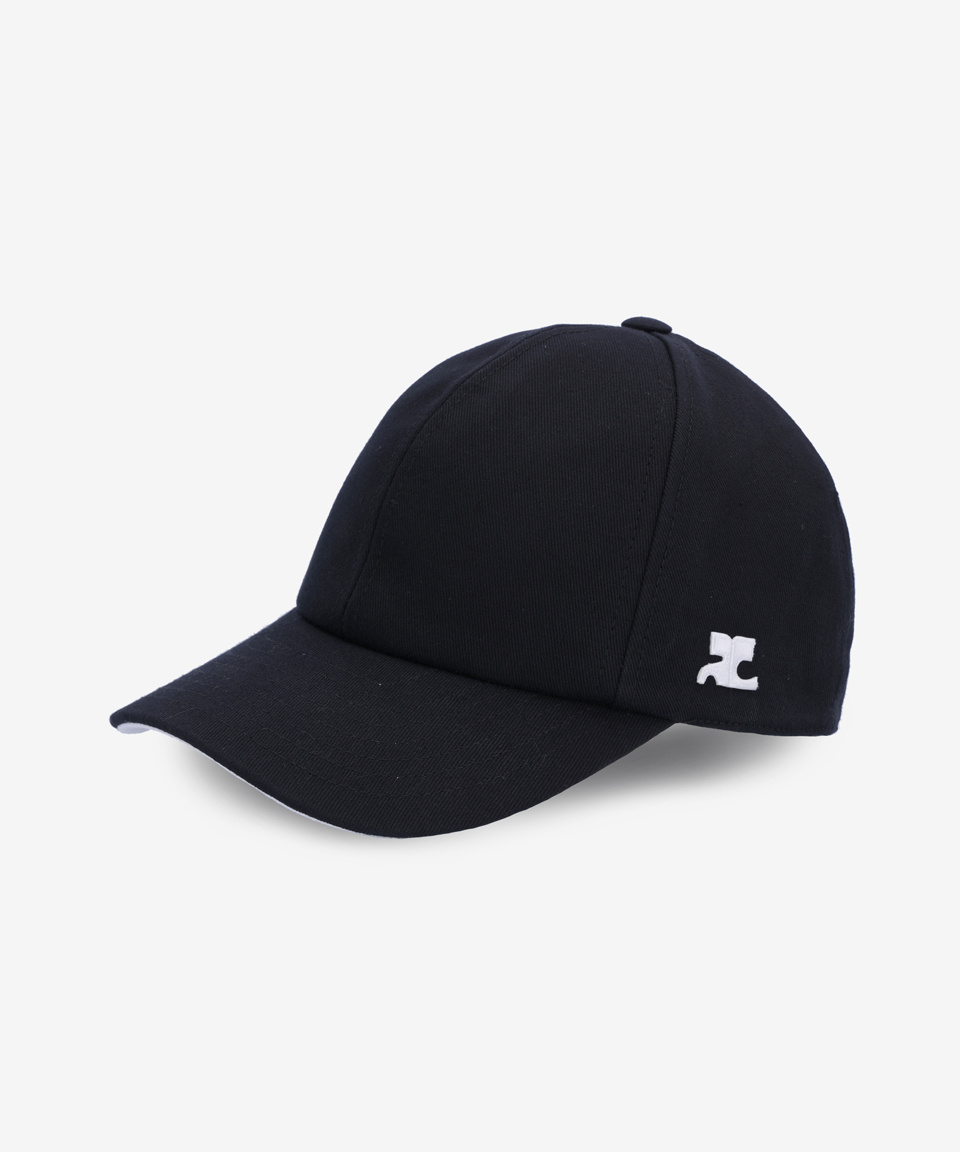 MUSINSA | COURREGES Side Logo Patch Cotton Ball Cap - Black